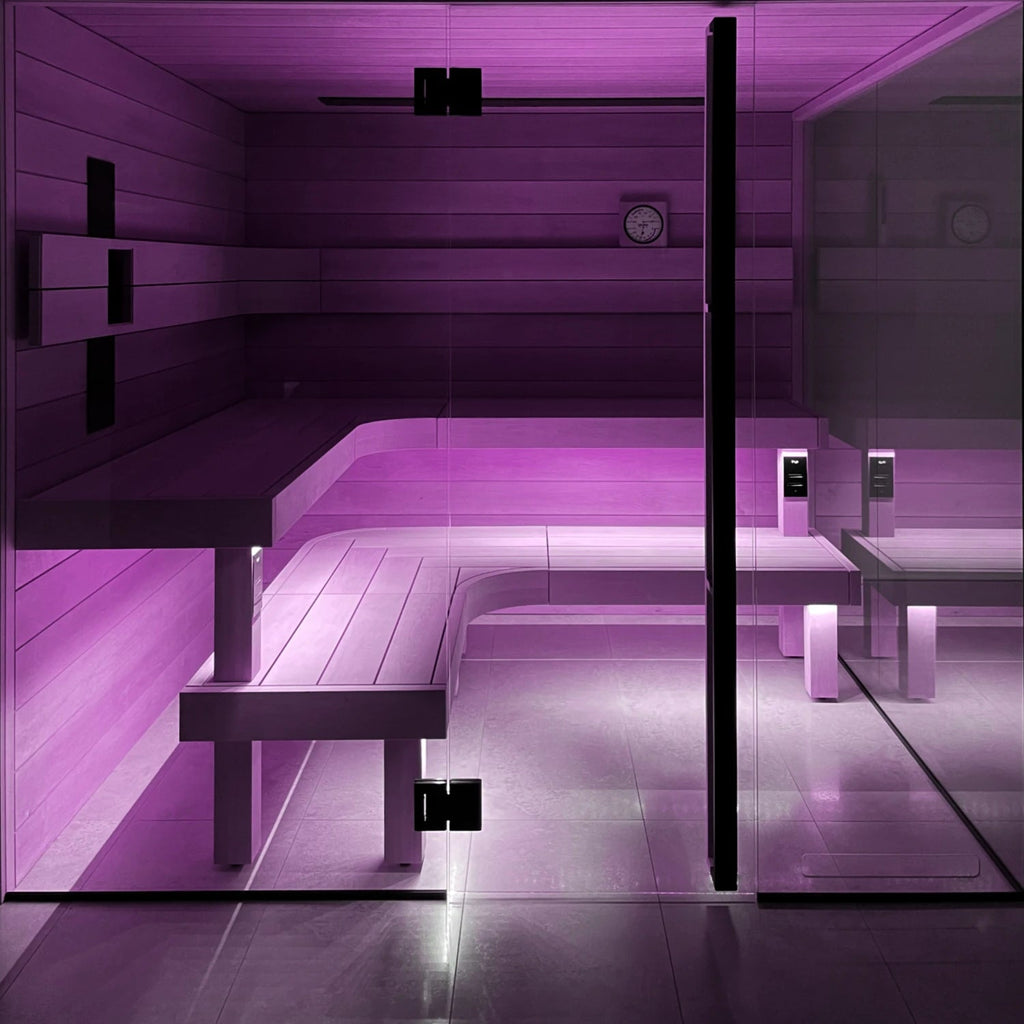 inup Sauna LED Farblichtstreifen ProfiBus, Set Quartett +105°C - inup Sauna Atelier