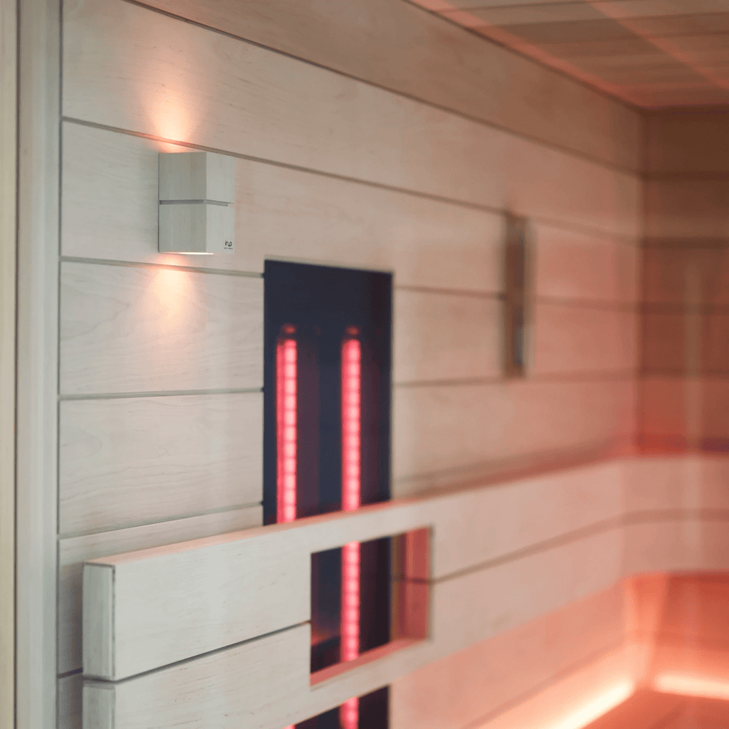 inup Sauna LED Leuchte Holz-Design Erle +125°C - inup Sauna Atelier