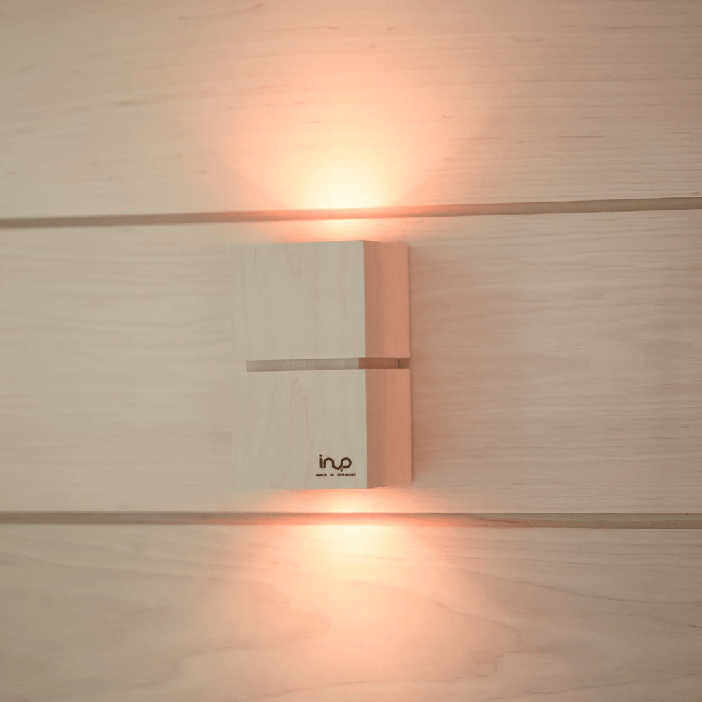 inup Sauna LED Leuchte Holz-Design Erle +125°C - inup Sauna Atelier