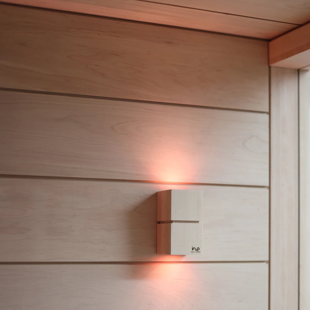 inup Sauna LED Leuchte Holz-Design Erle, Set Duett +125°C - inup Sauna Atelier